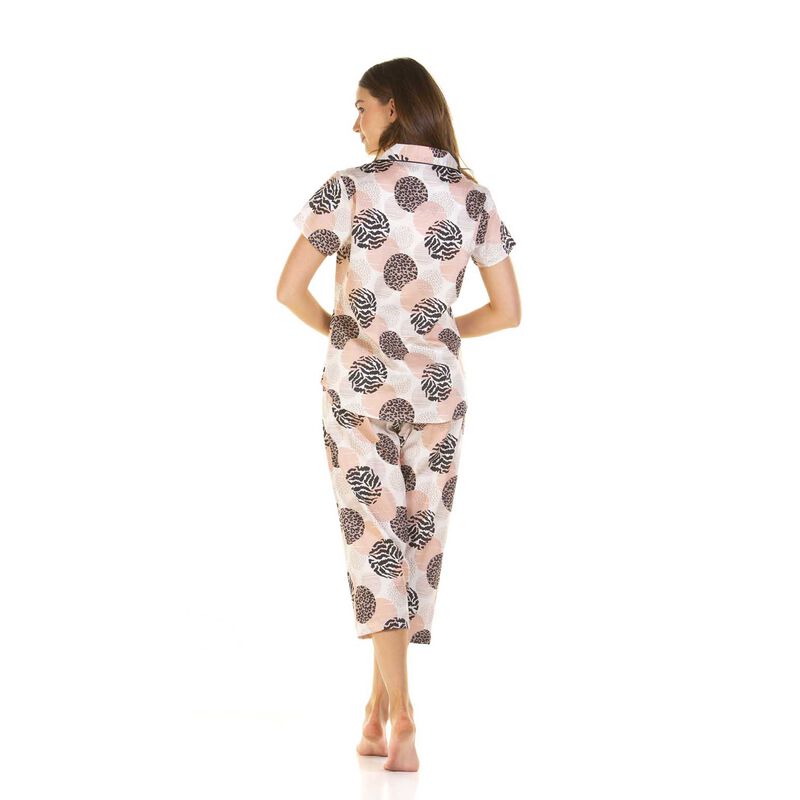 La Marquise Pure Cotton Button Through Crop Pyjamas With Contrast Piping image number 1