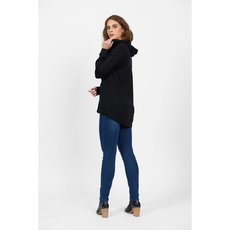 Vassalli 100% Merino Zip Up Hooded Jacket With Scooped Back Hem image number 2