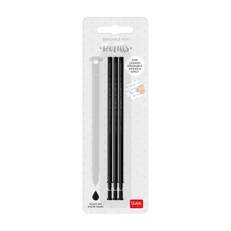 Legami Refill Erasable Pen - Black - 3 Pc Pack image number 0