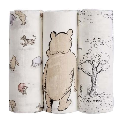 Pottery Barn Kids Winnie The Pooh Organic Muslin Swaddle Set Of 3