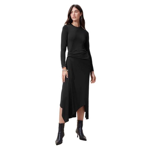 AllSaints Rivi Draped Long Sleeve Midi Dress