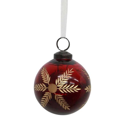 French Country Amina Glass Bauble Red/Gold