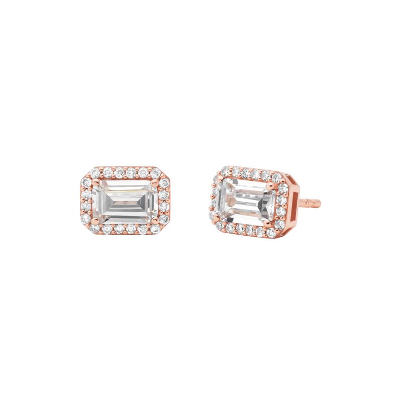 Michael Kors 14K Rose Gold-Plated Sterling Silver Emerald Halo Earrings image number 0