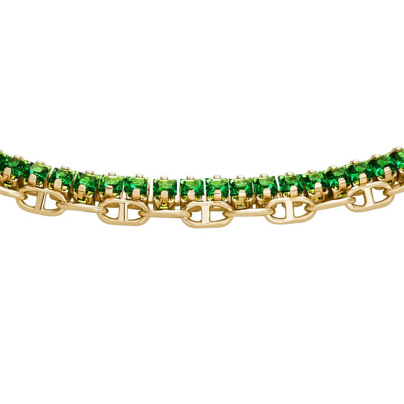 Fossil Heritage D-Link Glitz Gold-Tone Brass Chain Tennis Bracelet image number 1