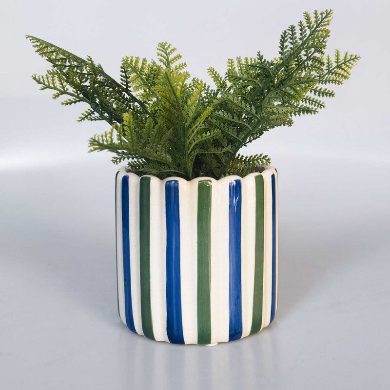Urban Products Maxine Stripe Planter Blue & Green 14cm image number 1