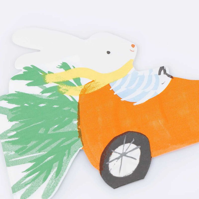 Meri Meri Easter Racing Car Bunny Napkins (x16) image number 1