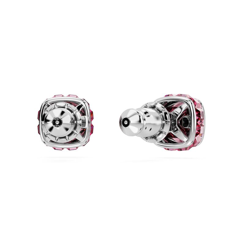 Swarovski Birthstone Square Cut Stud Earrings - October Pink image number 3