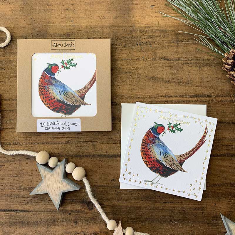 Alex Clark Pheasant & Holly Box Of 10 Christmas Cards image number 1