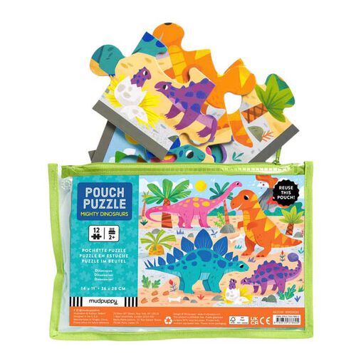 Mudpuppy Mighty Dinosaurs 12 Piece Pouch Puzzle