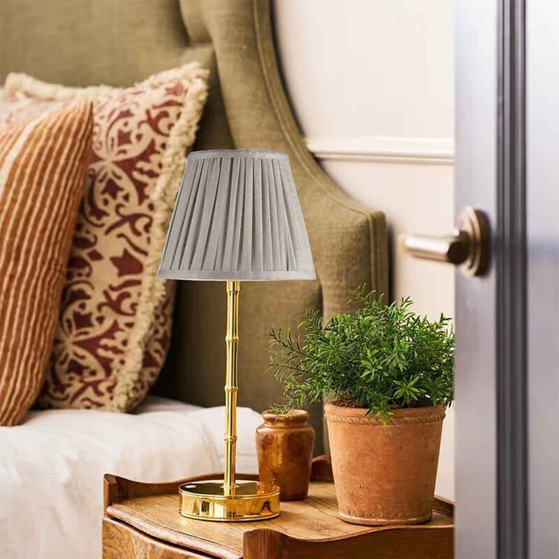 Addison Ross Bamboo LED Lamp 30cm - Gold Base With Chiffon Shade image number 1