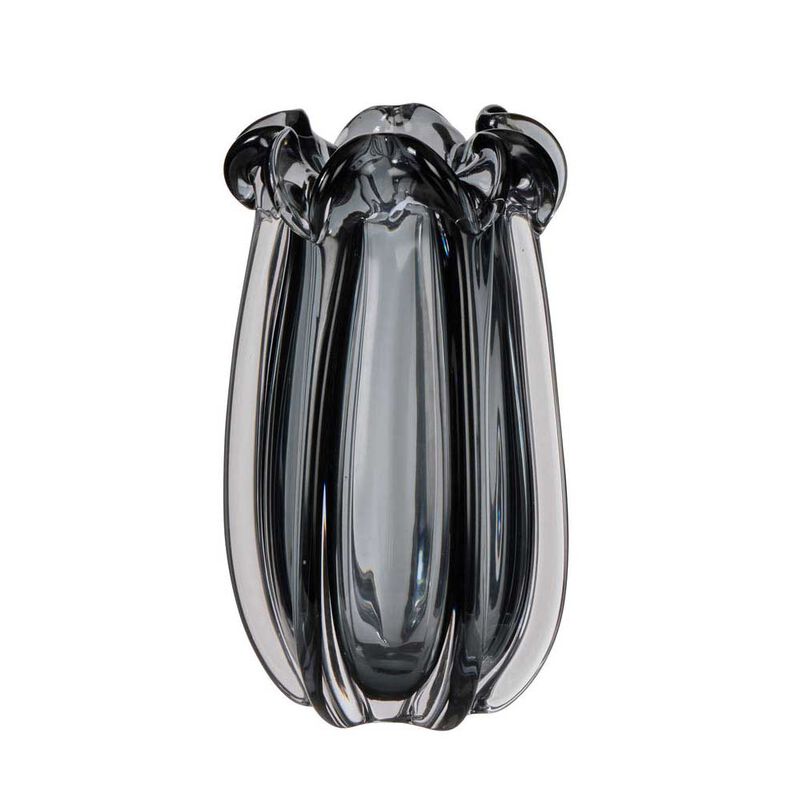 Amalfi Wavy Glass Vase Small - Grey image number 0