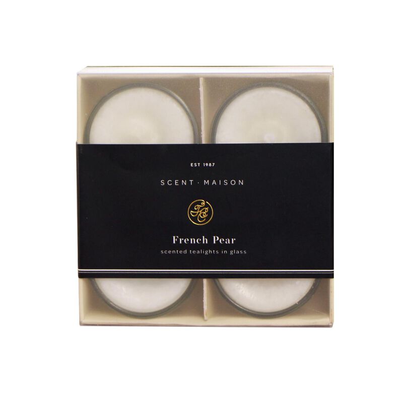 French Country Maison SET 4 Glass Tealights French Pear image number 0