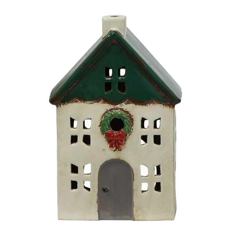 French Country Christmas Tea Light House Green Small image number 0