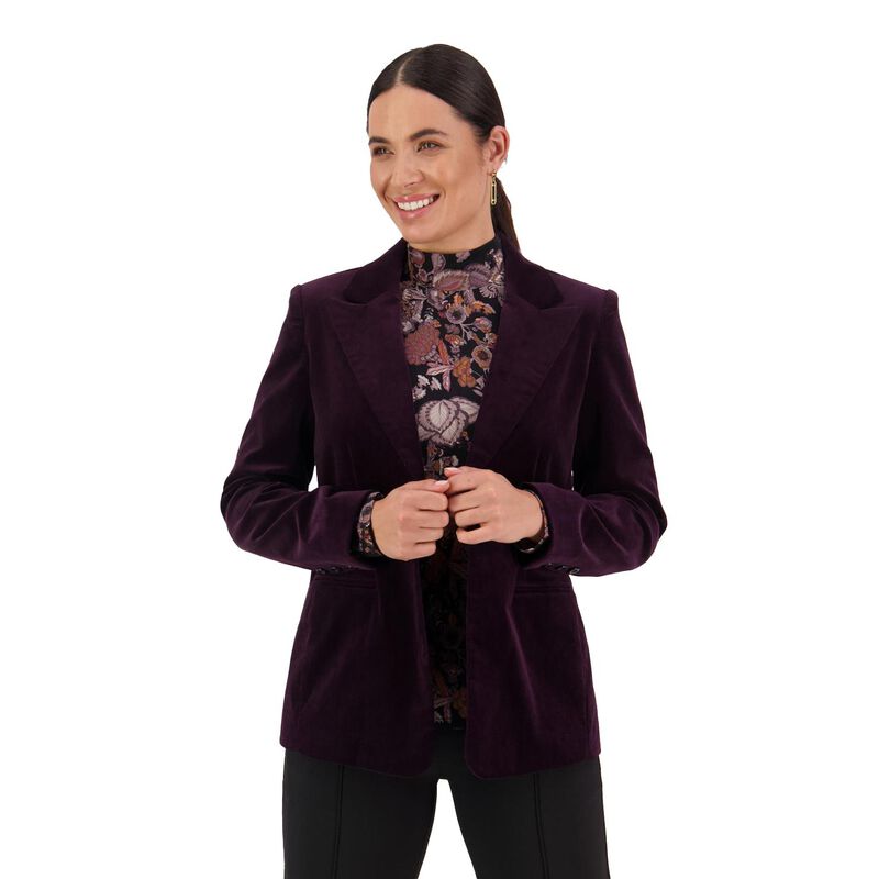 Vassalli Shaped Lined Cord Blazer With Back Splits And Button Cuff Detail image number 0