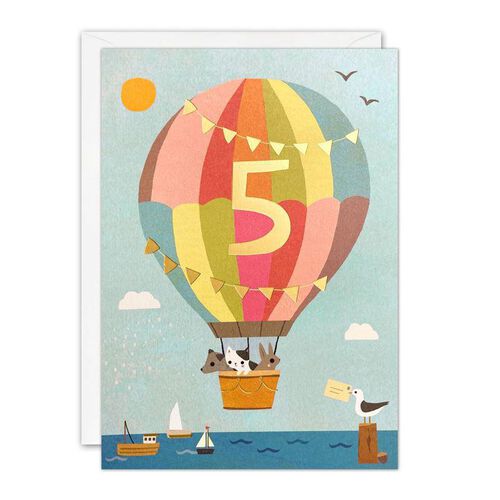 Age 5 Balloon Acorns Card