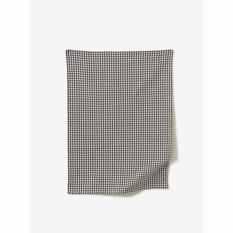 Citt&agrave; Gingham Washed Cotton Tea Towel Olive 50x70cm image number 1