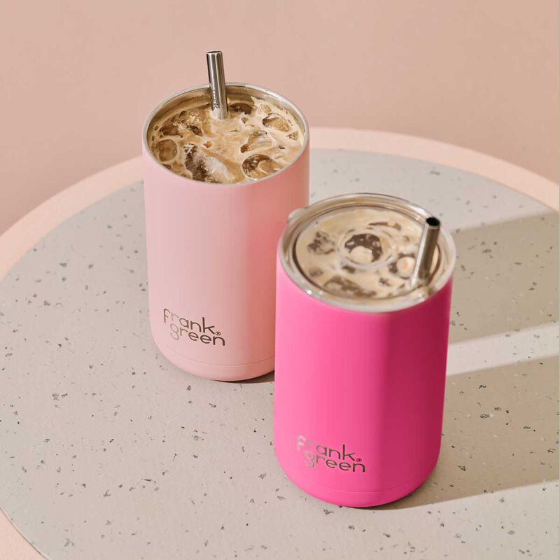 frank green Iced Coffee Cup with Straw Blushed image number 1