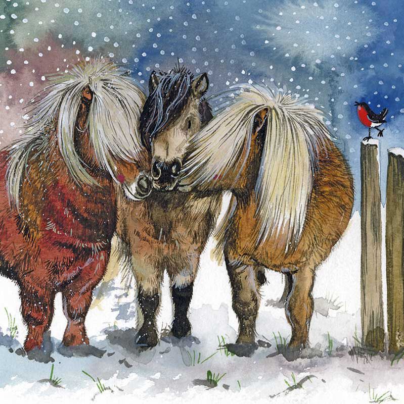 Alex Clark Christmas Ponies Box Of 8 Cards image number 0