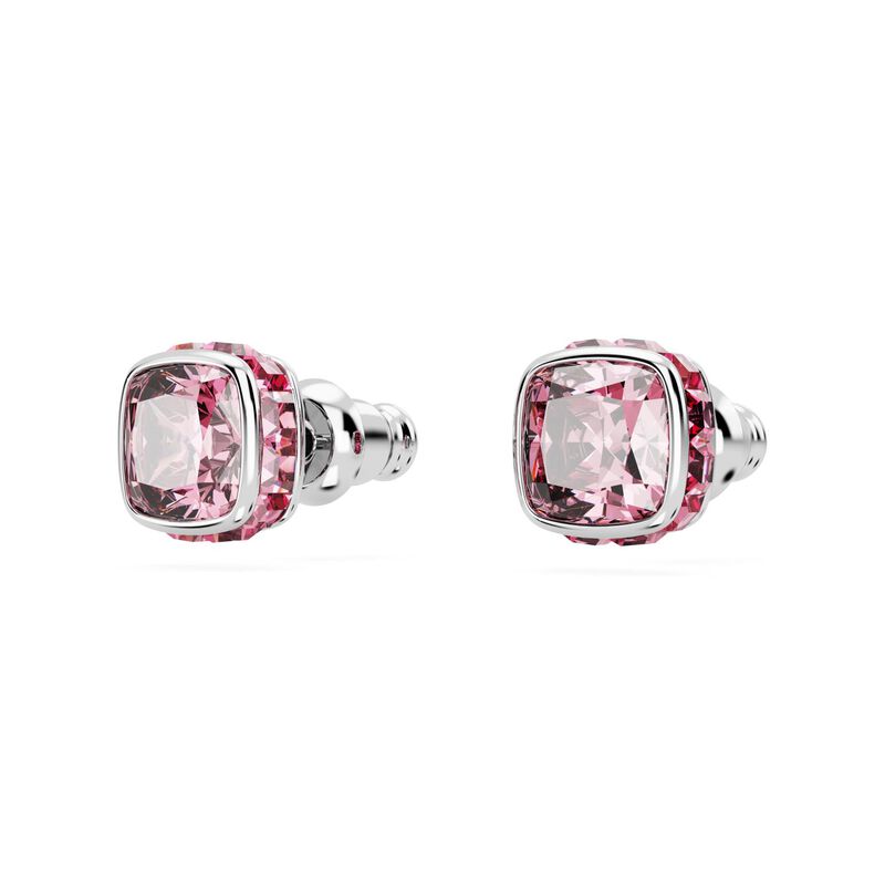 Swarovski Birthstone Square Cut Stud Earrings - October Pink image number 2