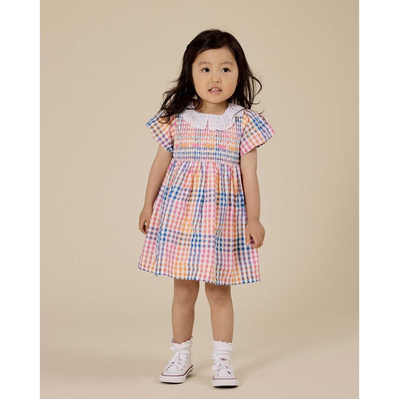 Goldie + Ace Rainbow Gingham Flo Smocked Dress 3-5Y image number 1