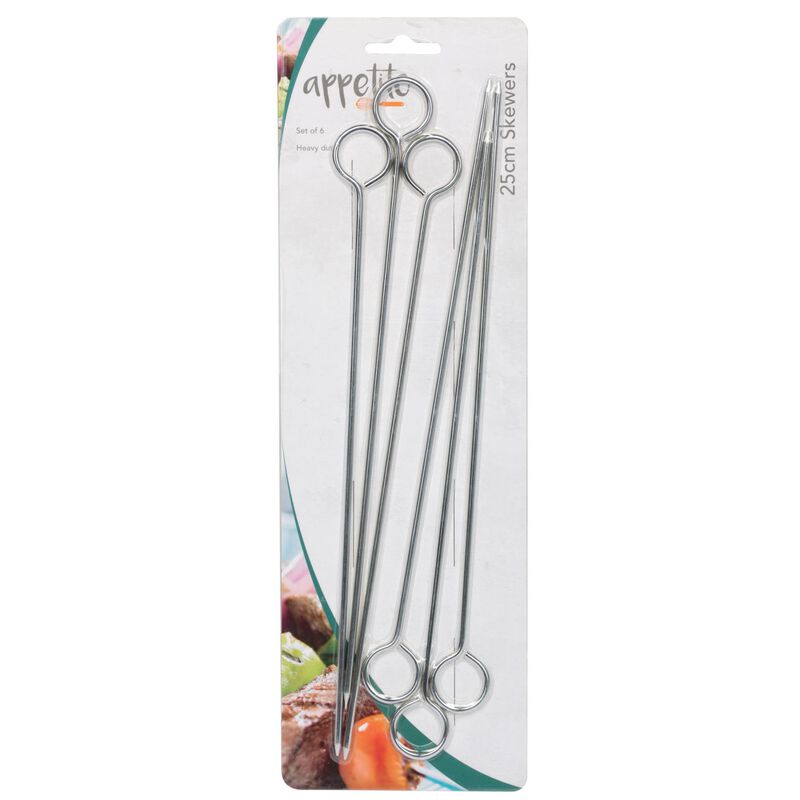 D.Line Set of 6 Chrome Meat Skewers 25cm image number 0