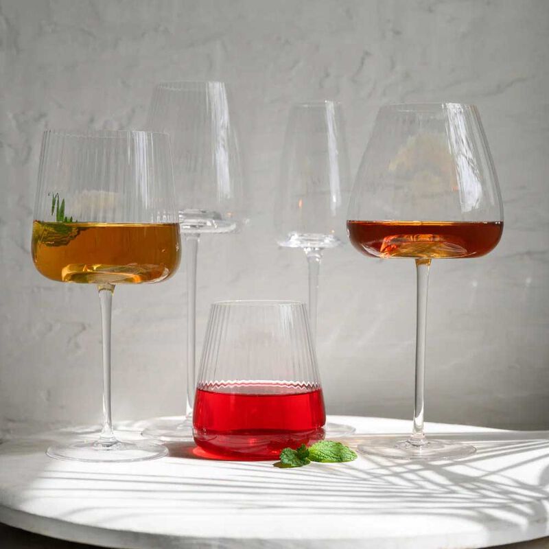 Home Lab Melted Crystal Red Wine Glass Set of 4 image number 3