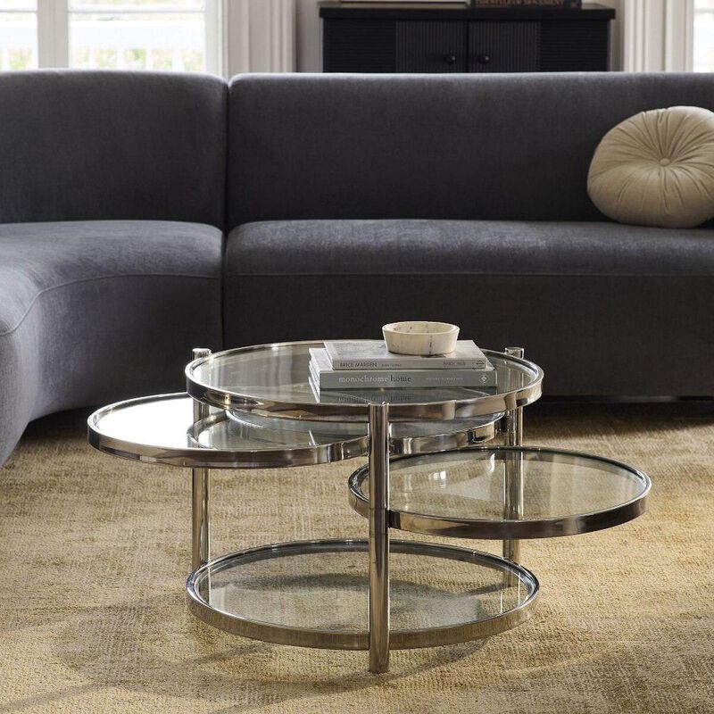 West Elm Ven Glass Swivel Coffee Table image number 2