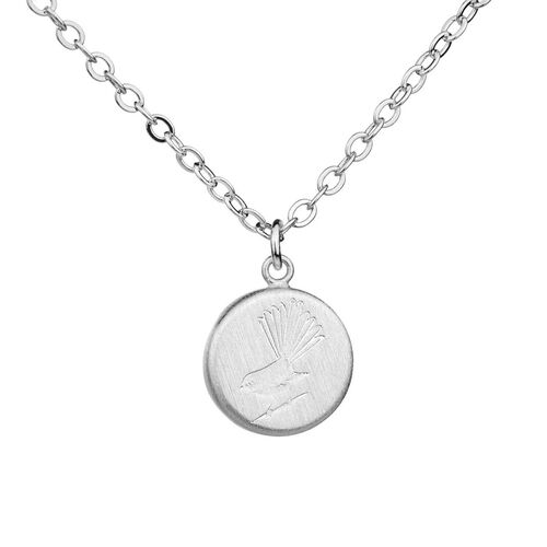 Little Taonga Round Fantail Necklace - Silver