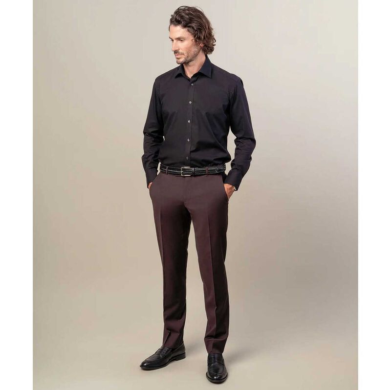 Rembrandt London Black Plain Poplin Shirt image number 3