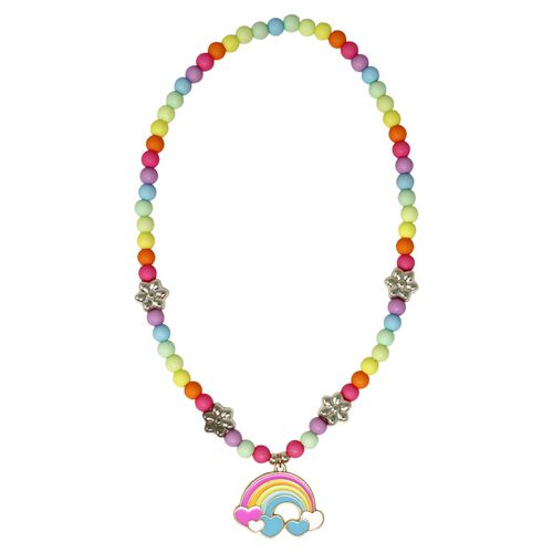 Pink Poppy Daisy Rainbow Necklace