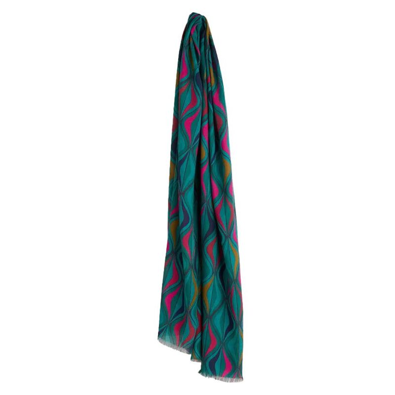 Seasalt Cornwall May Garland Scarf Festive Ribbons Dark Jade image number 0