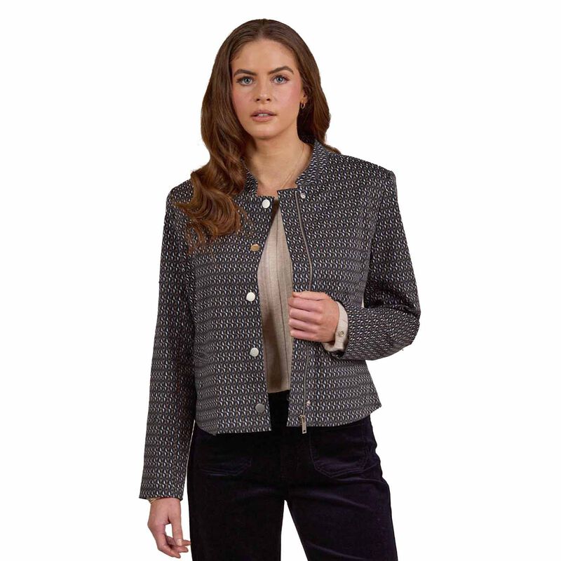 Vassalli Zip Up Military Style Lined Jacket With Button Detail image number 0