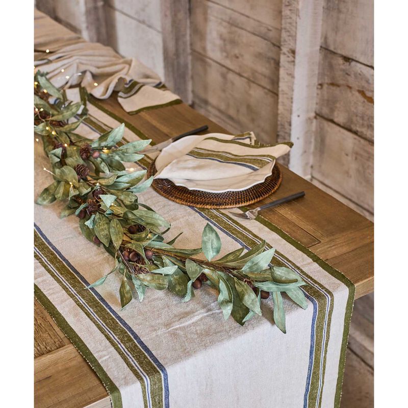 French Country Eucalyptus & Brown Wood Berry Garland Small image number 1