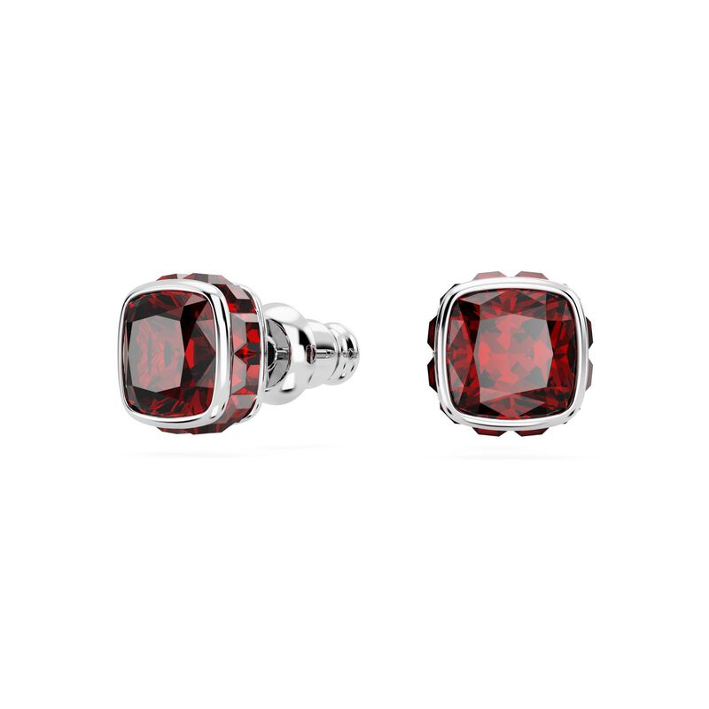 Swarovski Birthstone Square Cut Stud Earrings - January Red image number 1
