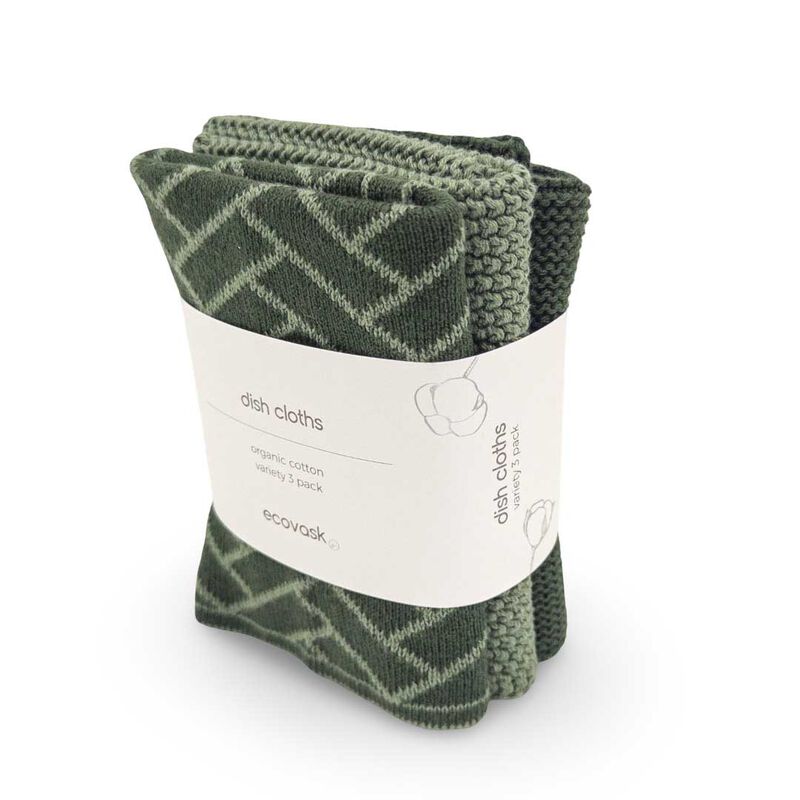 Ecovask Dishcloth Variety 3Pk - Forest Herringbone image number 2