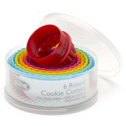 D.Line Round Plain & Crinkle Cookie Cutters Multi Col