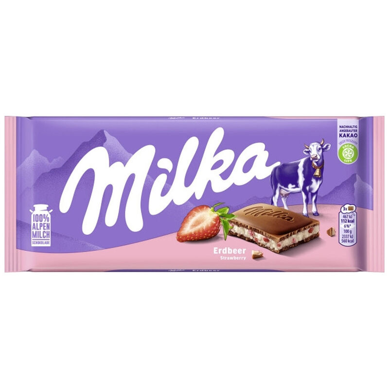 Milka Strawberry Yoghurt Chocolate Bar 100g image number 0