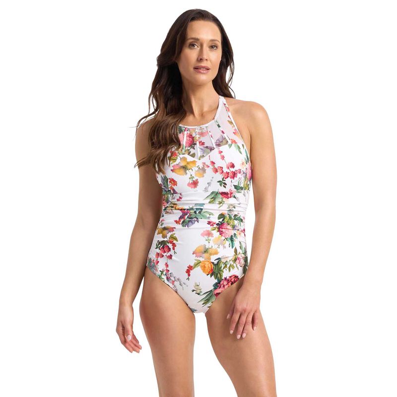 Jantzen Abbie High Neck Cross Strap Mast One Piece - White image number 0