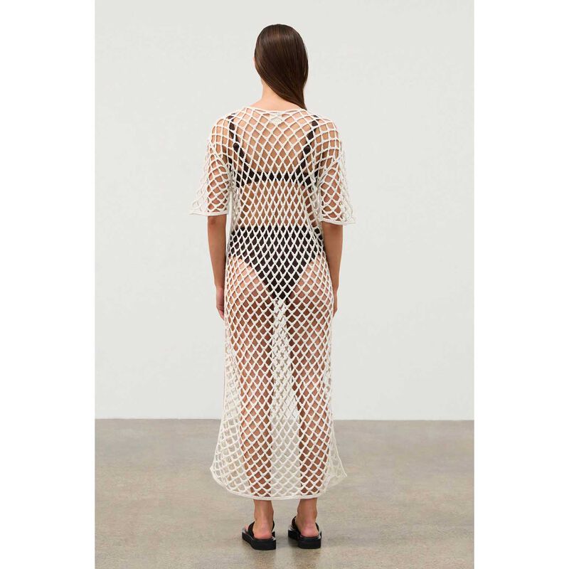 Zulu & Zephyr White Lattice Knit Dress image number 1