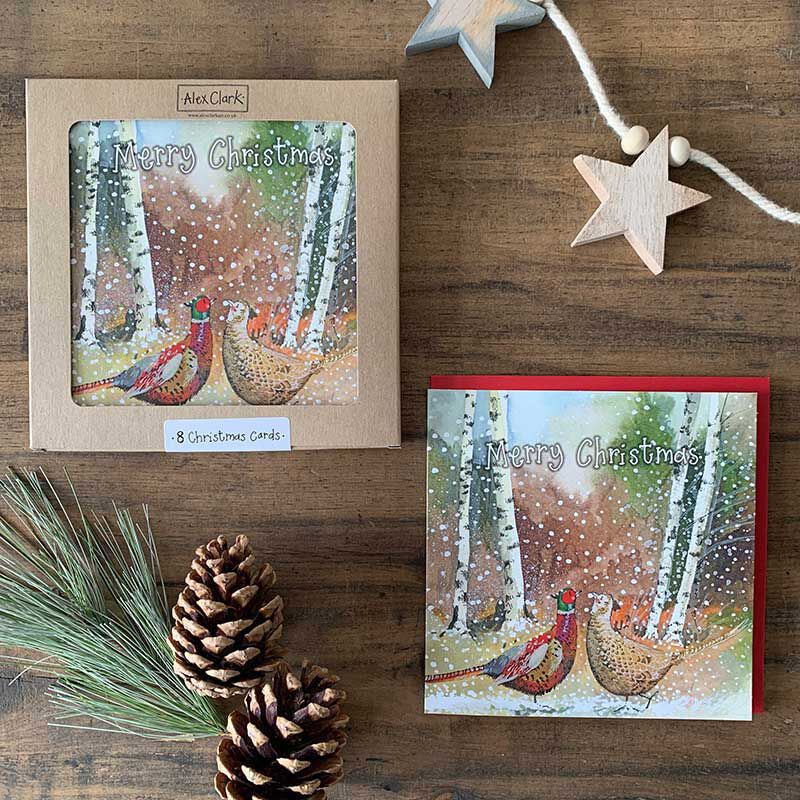 Alex Clark Christmas Pheasants Box Of 8 Cards image number 1