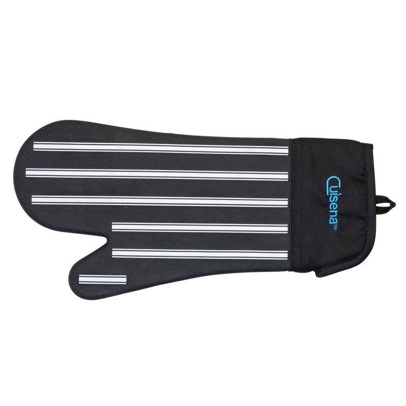 Cuisena Silicone Single Oven Glove Black/White Stripe image number 0