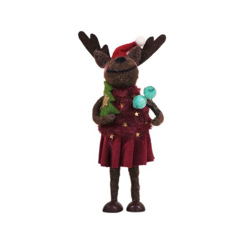 Maytime Felt Standing Reindeer - Burgundy Betty