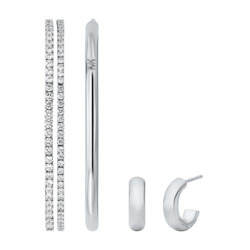Michael Kors Platinum-Plated Brass Bracelet & Earrings Set