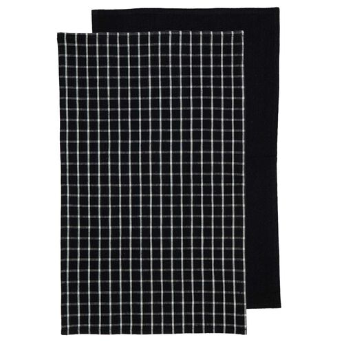 Ladelle Hemingway Black 2Pk Kitchen Towel
