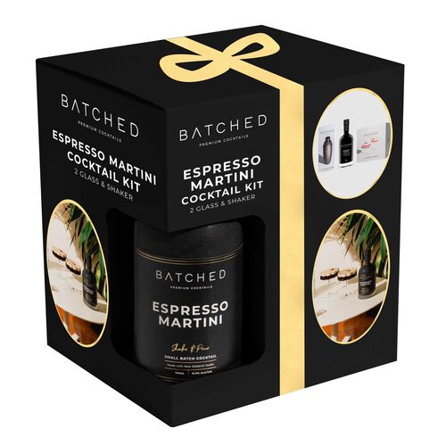 Batched Espresso Martini with 2 x Wave Glass & Shaker Gift Pack