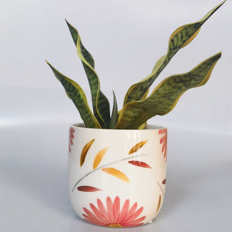 Urban Products Maxine Floral Planter Red & Yellow 14cm image number 1