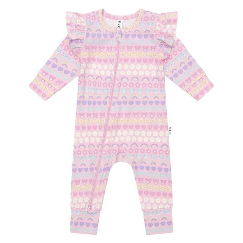 Huxbaby Emoji Rainbow Frill Romper image number 0