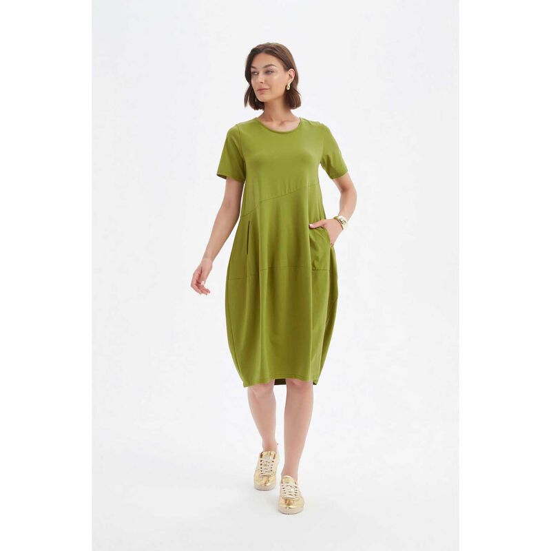TIRELLI Short Sleeve Diagonal Seam Dress image number 2