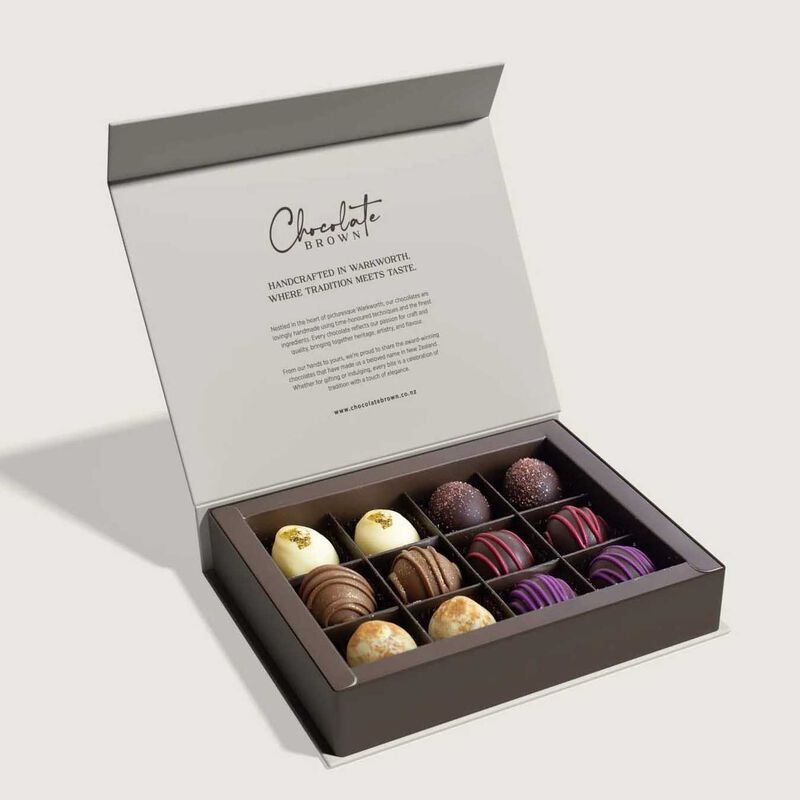 Chocolate Brown Happy Hour Boxed Chocolates 12-Piece image number 1