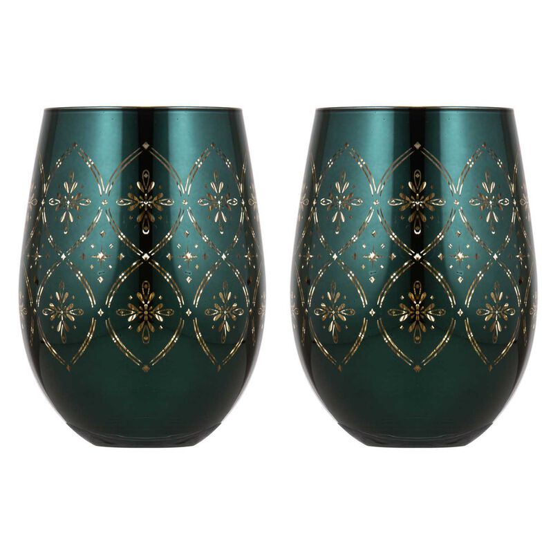 Tempa Chantelle Emerald 2pk Stemless Glass image number 0